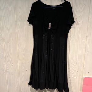R & M Richards Black Sparkly Dress Rhinestones Size 16W